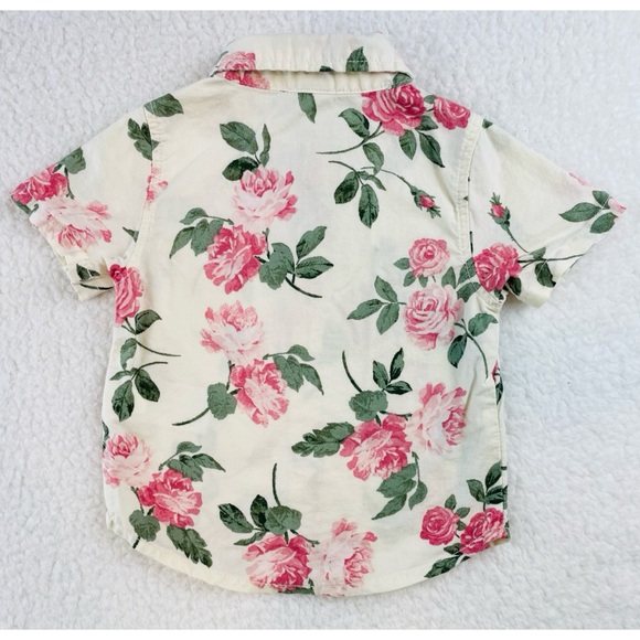 OLD NAVY • Cream/Multi Floral Print Button-Down Short Sleeve Shirt - Picture 3 of 11